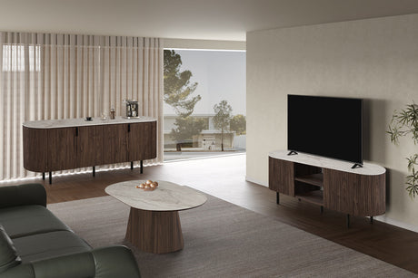 Bahut Vigo 200 cm Décor Chêne Foncé Shakespear Beige - vue 2