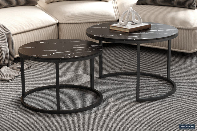 Table basse Boston Décor Verre Marbre Noir