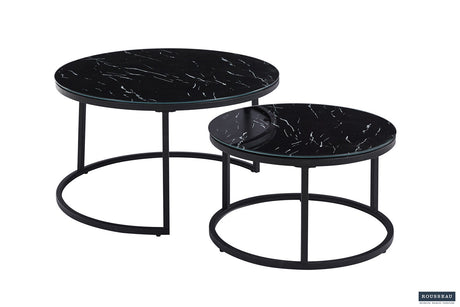 Table basse Boston Décor Verre Marbre Noir - vue 2