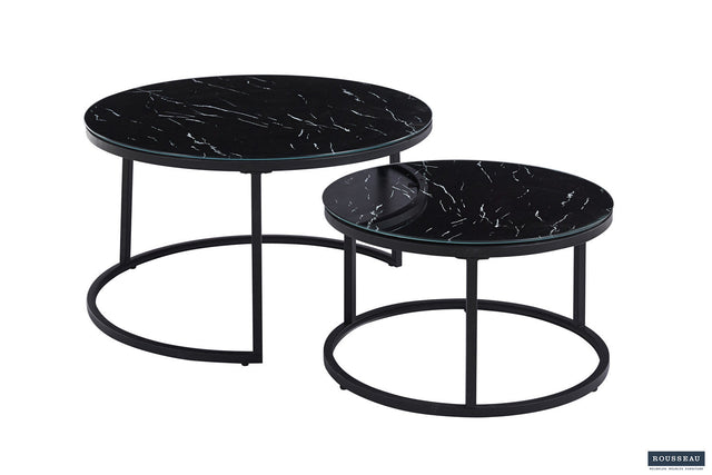 Table basse Boston Décor Verre Marbre Noir - vue 2