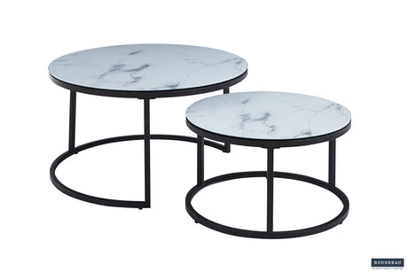 Table basse Boston Décor Verre Marbre Blanc - vue 2