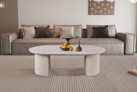 Table basse Lagos 120 cm Ovale Décor Travertin Beige