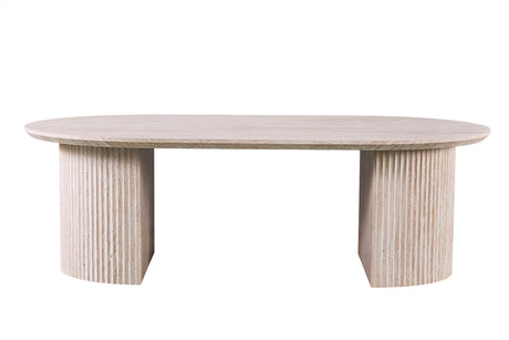 Table basse Lagos 120 cm Ovale Décor Travertin Beige - vue 2