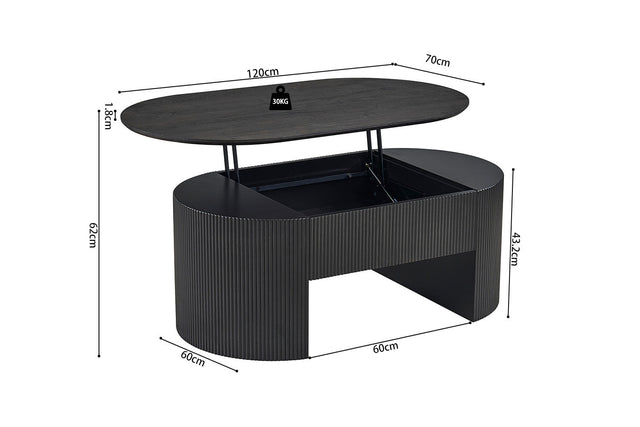 Table basse Lagos Plateau relevable - dimensions