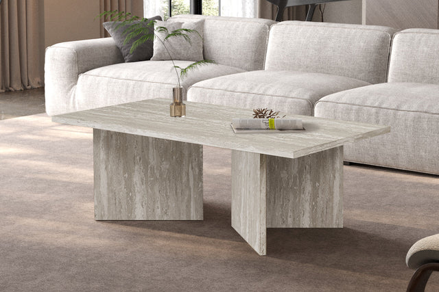 Table basse Litar Décor Travertin Gris