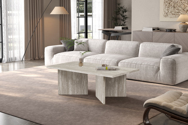 Table basse Litar Décor Travertin Gris - vue 2