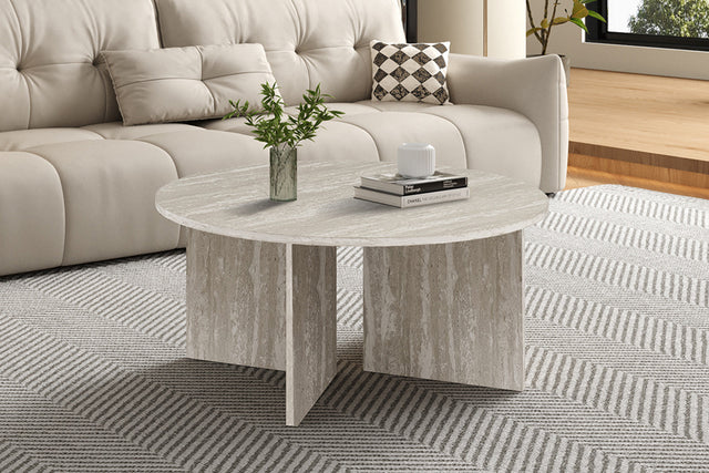 Table basse Drasir Décor Travertin Gris