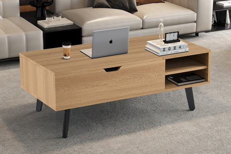Table basse Justine Plateau relevable Décor Chêne Naturel