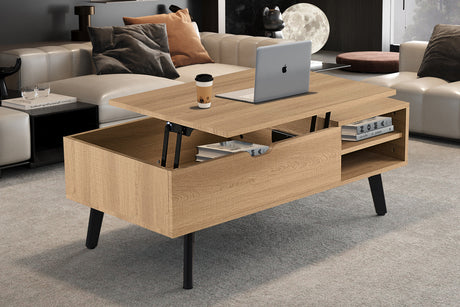 Table basse Justine Plateau relevable Décor Chêne Naturel - vue 2