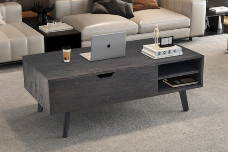 Table basse Justine Plateau relevable Décor Brun foncé