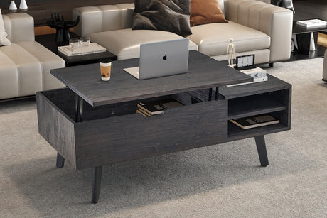 Table basse Justine Plateau relevable Décor Brun foncé - vue 2