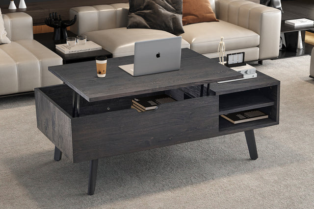 Table basse Justine Plateau relevable Décor Brun foncé - vue 2