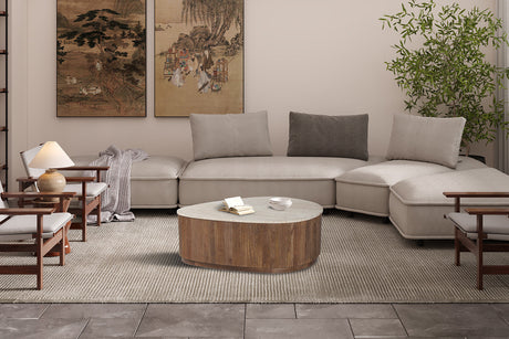 Table basse Nolan Bois de manguier Travertin Beige - vue 2