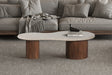 Table basse Marlon Bois de manguier Travertin Beige