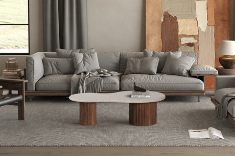 Table basse Marlon Bois de manguier Travertin Beige - vue 2