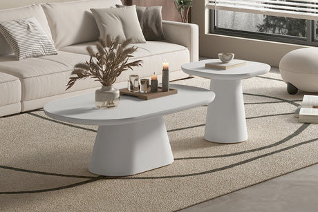 Table basse Tavira 120 cm Ovale Ciment Ecru - vue 2