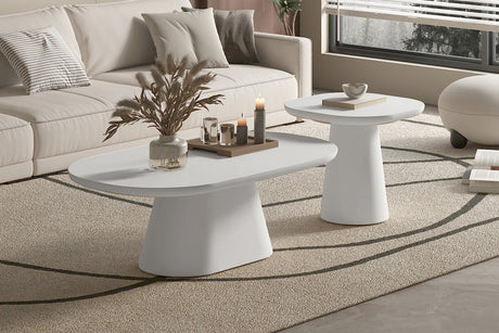 Table basse Tavira 55 cm Ovale Ciment Ecru - vue 2