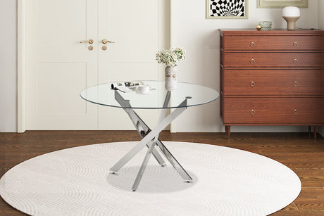 Table Lasi 120 cm Ronde Verre, Pieds chromés - vue 2