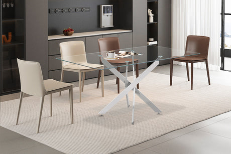 Table Lasi 160 cm Verre, Pieds chromés