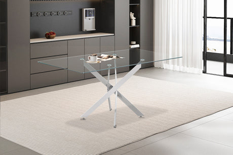 Table Lasi 160 cm Verre, Pieds chromés - vue 2