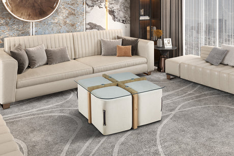 Table basse Shana avec 4 poufs - vue 2