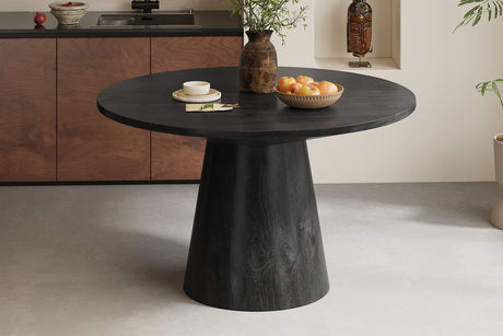 Table Tommy 130 cm Ronde Bois de manguier Noir