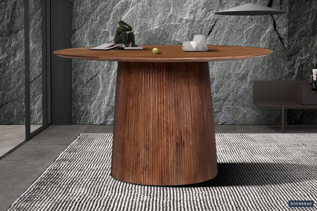 Table Miguel 130 cm Bois de manguier Ronde Brun clair