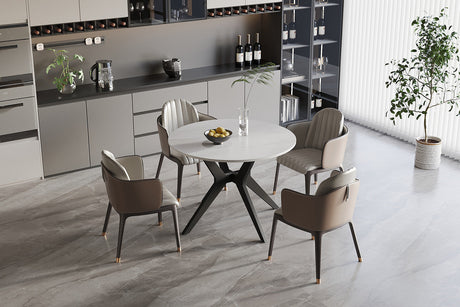 Table Apollo 110 cm Pierre Brillante Ronde Snow Blanc - vue 2