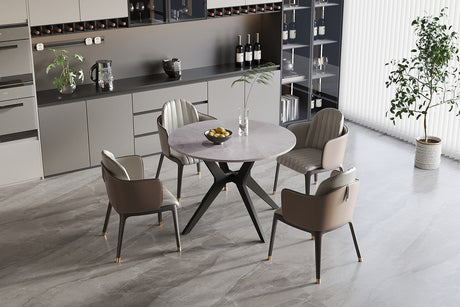 Table Apollo 110 cm Pierre Brillante Ronde Italian Gris - vue 2