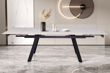 Table extensible Hera 160-240 cm Rectangulaire Pierre Blanc - vue 2