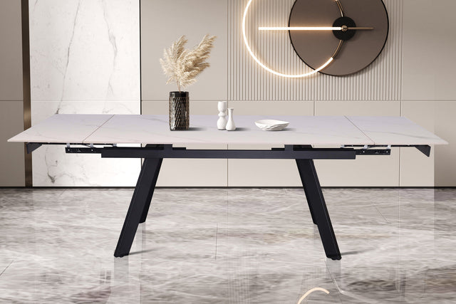 Table extensible Hera 160-240 cm Rectangulaire Pierre Blanc - vue 2