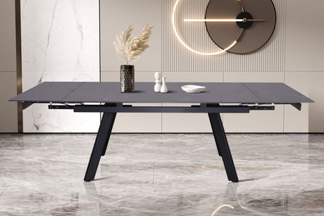Table extensible Hera 160-240 cm Rectangulaire Pierre Noir - vue 2