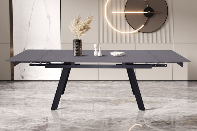 Table extensible Hera 160-240 cm Rectangulaire Pierre Noir - vue 2