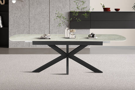 Table extensible Hestia 180-220 cm Ovale Danoise Brillant Beige
