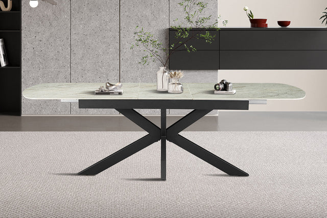 Table extensible Hestia 180-220 cm Ovale Danoise Brillant Beige