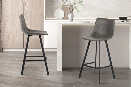 Chaise de comptoir Ozan PU Gris