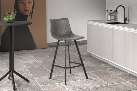 Chaise de comptoir Ozan PU Gris - vue 2