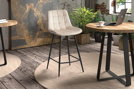 Chaise de comptoir Juta Velours Beige - vue 2