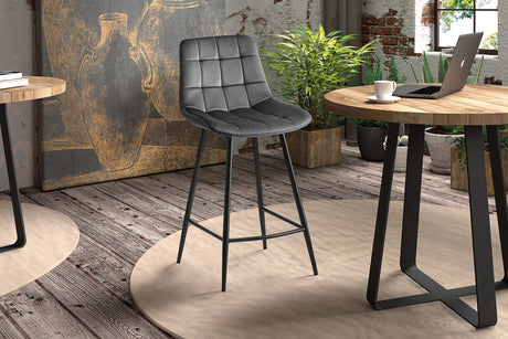 Chaise de comptoir Juta Velours Gris foncé - vue 2