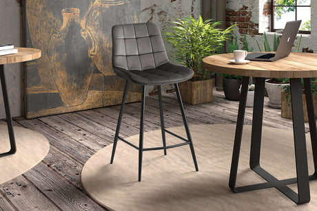 Chaise de comptoir Juta Velours Taupe - vue 2