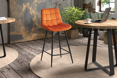 Chaise de comptoir Juta Velours Orange - vue 2