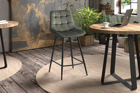 Chaise de comptoir Juta Velours Vert - vue 2