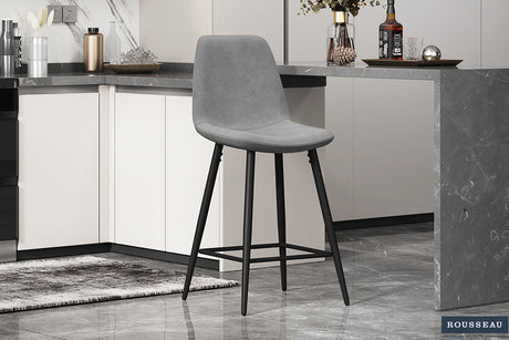 Chaise de Comptoir Boy Velours Gris
