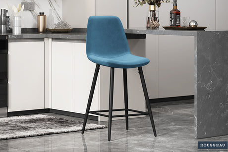 Chaise de Comptoir Boy Velours Bleu clair