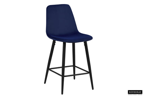 Chaise de Comptoir Boy Velours Bleu foncé - vue 2