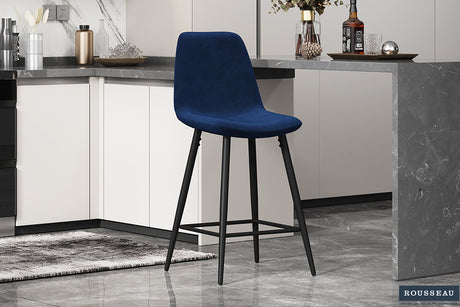 Chaise de Comptoir Boy Velours Bleu foncé