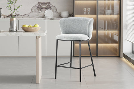 Chaise de comptoir Arthur Tissu Ote Belfast 41 Gris clair