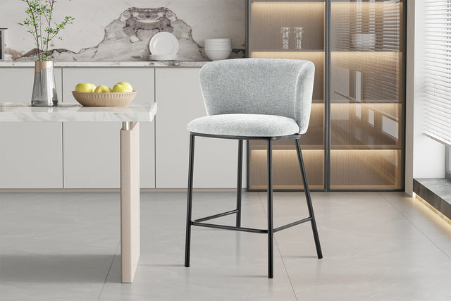 Chaise de comptoir Arthur Tissu Ote Belfast 41 Gris clair