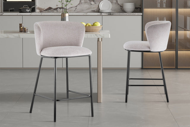 Chaise de comptoir Arthur Tissu Ote Belfast 23 Beige - vue 2