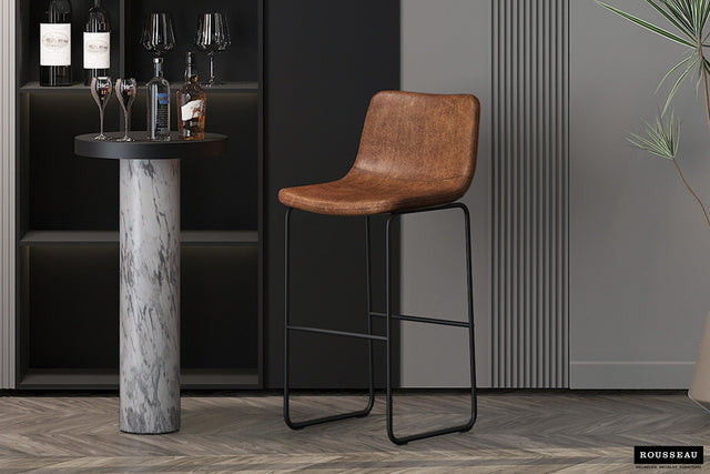 Tabouret de bar Mancia PU Ote Topper 02 Cognac